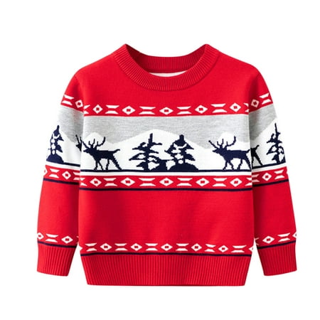 

Rovga Toddler Boys Girls Christmas Cartoon Deer Warm Knitted Sweater Long Sleeve Xmas Tops Knitwear Cardigan Coat Kawaill Children Clothing