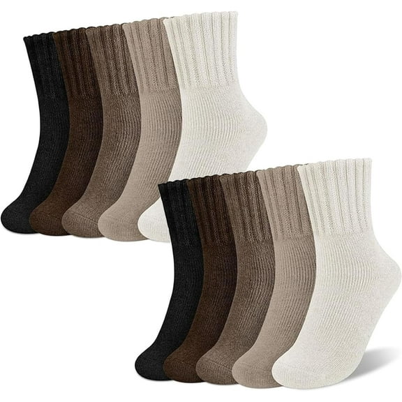 Fall Socks,5 Pairs Women'S Solid Mid-Calf Socks, for Leggings And Low Cut Boots
