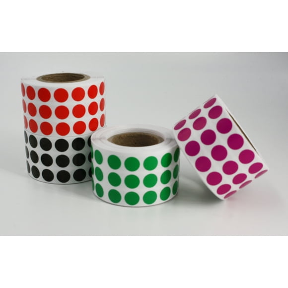 Royal Green colored dot labels in a roll in 8mm - 4 colors - 8000 pack