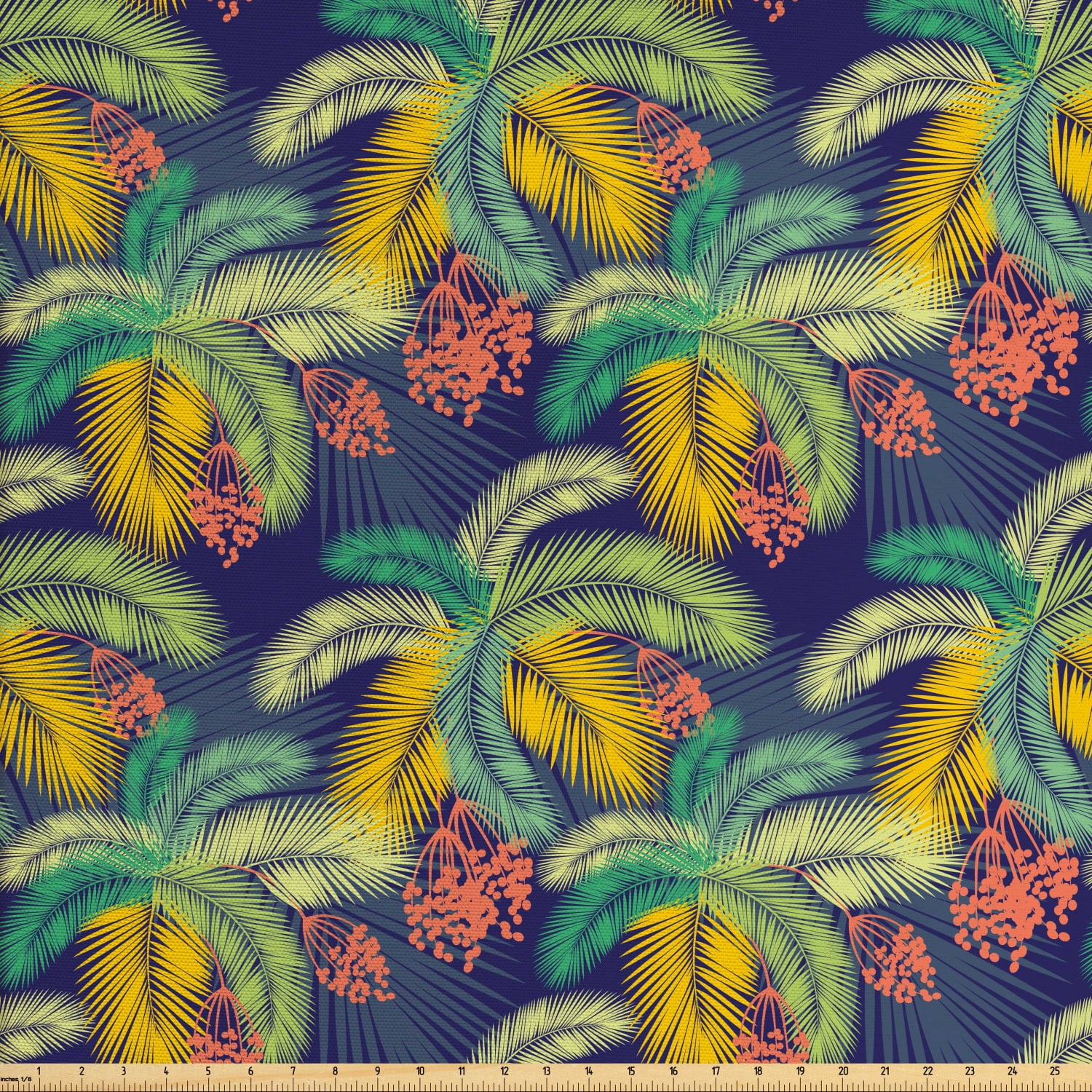 Tropical Fabric by The Yard, Exotic Aloha Themed Illustration of