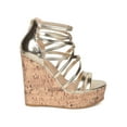 thumbnail image 2 of Strappy Platform Wedge Sandal - Faux Cork Wedge Heel - Caged Platform Wedge - HK02 By Mark Maddux, 2 of 6