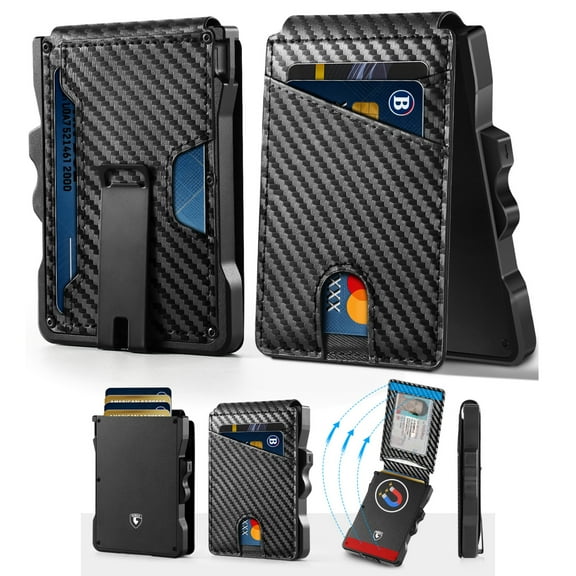 GSOIAX Wallet For Men,RFID Blocking Smart Pop Up Card Wallet,Metal Aluminum Credit Card Holder Bifold Wallet,Holder Wallet for 8-13 Cards Mens Wallet