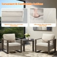 thumbnail image 4 of MeetLeisure Outdoor Wicker Metal Chairs Set of 2 with Side Table, 3 Pieces Patio Bistro Set with Removable Olefin Cushions & Wood-Looking Metal Armrest, Beige, 4 of 9