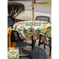 thumbnail image 5 of Outdoor Tablecloth with Umbrella Hole for Patio/Picnic/Party/Camping, Sage Green Children's Day Waterproof Table Cloth Square Cover Washable, Car Tree Stars Modern Abstract Art Cartoon (60"x 60"), 5 of 8