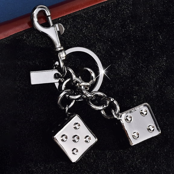 Golden Dice Keychain Pendant Portable Lucky Charm Multifunctional Bag Charm Key Ring Backpack Accessory