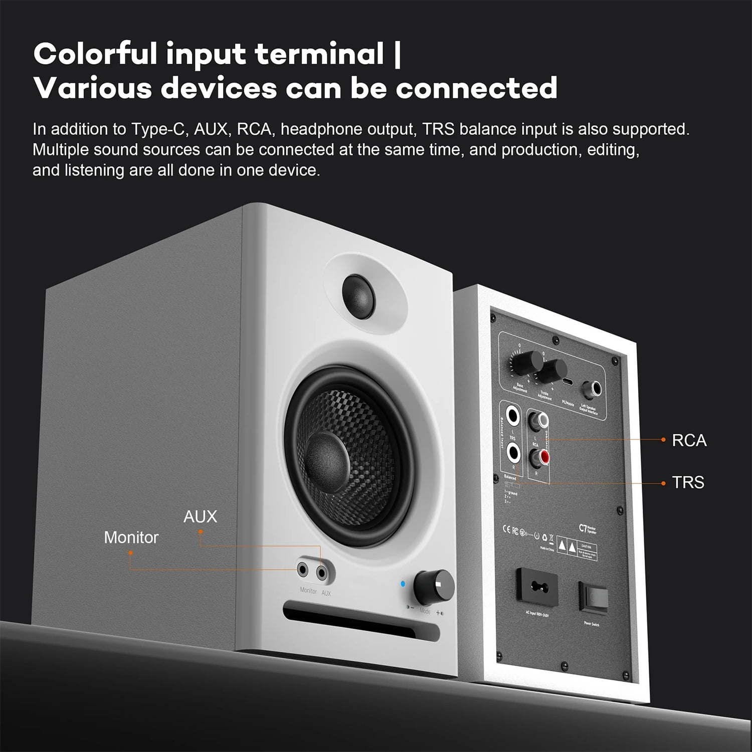 Solorage 60W Bluetooth 5.3 Computer Speakers, 2.0 Stereo for Desktop Laptop, 3.5mm AUX RCA USB, Ideal for Music & Gaming, Black 1 Pair