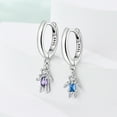 thumbnail image 2 of KUNSIR 925 Sterling Silver Blue &Purple CZ Robot Dangle Hoop Earrings For Women, 2 of 6