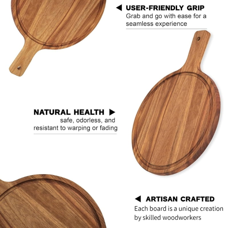 Lightweight Handheld Pizza Pan Wood Materials For Outdoor Picnics And Family Gatherings Bread Serving Board