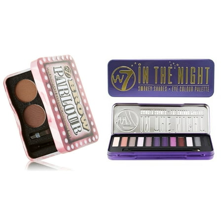 W7 Holiday Kit: In The Night Smokey Shades Eye Colour Palette Tin, 12 Eye Shadows + Brow Parlour The Complete Eyebrow Grooming
