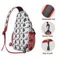 thumbnail image 3 of Sling Backpack,White Christmas Santa and Tree Pattern Sling Bag with Water Bottle Holder,Waterproof Sling Bag for Men/Women with Headphone Jack for Hiking,Travel, 3 of 6