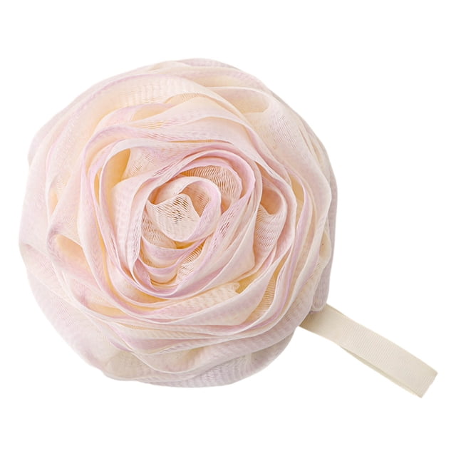 Floral Bath Sponge - Luxury Shower Pouf with Hanging Loop for Body Wash, Non-Scratch Exfoliating Ball 6in Soft Mesh