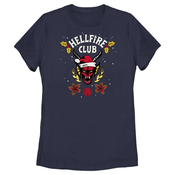 Netflix Women's Stranger Things Christmas Hellfire Club Logo Graphic T-Shirt