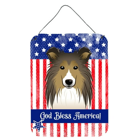 Caroline s Treasures BB2172DS1216 American Flag and Sheltie Wall or Door Hanging Prints 12x16 multicolor