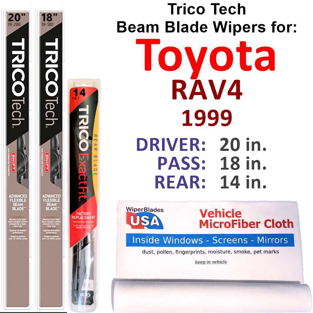 1999 Toyota RAV4 Beam Blade Wipers (Set of 3) w/Rear Wiper