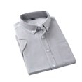 thumbnail image 4 of USNSM Men's Regular Fit Cotton Business Casual Shirt Solid Color Short Sleeve Turndown Collar Button Down Dress Shirts Gray XL, 4 of 9