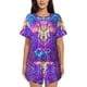 thumbnail image 1 of Balery Elephant in Tribal Style Conjunto de Pijama para Mujer con Estampado, Dos Piezas de Manga Corta y Shorts, Ropa de Dormir Suave con Cuello Redondo y Bolsillos-4X-Large, 1 of 6