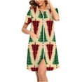 thumbnail image 2 of Christmas Nightdresses For Women Short Sleeves Loose Casual Nightie Comfy Lightweight Bathrobe V Neck Soft Dressgown Full Zip Pockets Sleepwear Pyjamas Loungewear Nightgown Housecoat Multicolor S, 2 of 7