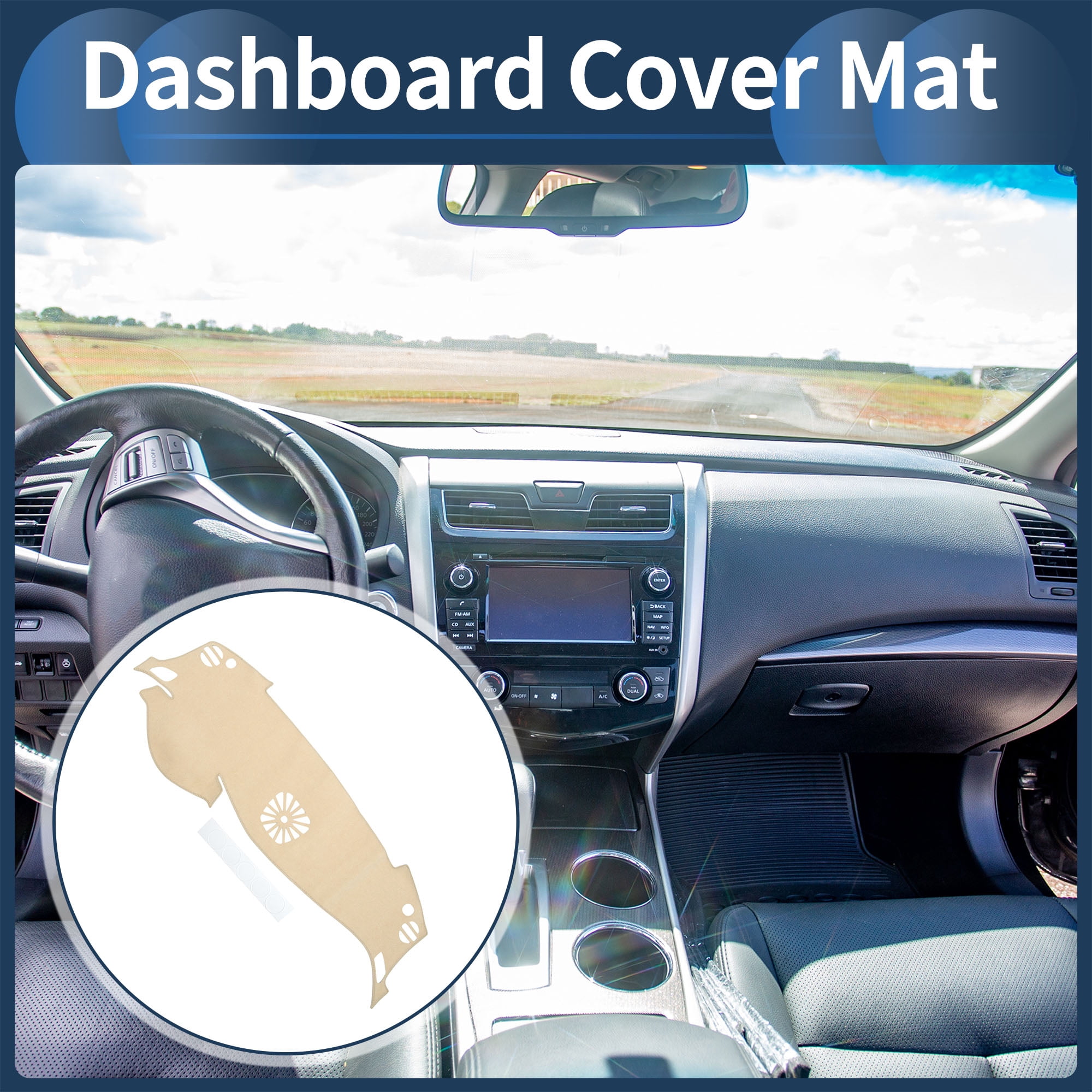 Dashboard Cover Dash Cover Mat Carpet for Nissan Altima 2013-2018 Polyester Beige