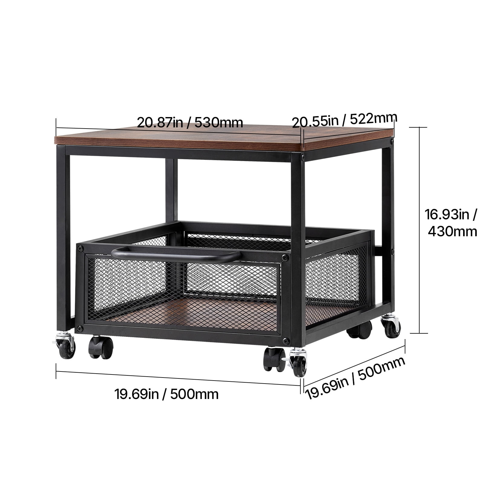 VEVOR Mini Fridge Stand with Storage, 198 lbs Mini Fridge Table with Movable Storage Cart & Swivel Wheels, Beverage Refrigerator Stand for Coffee Bar, Mini Fridge Organizer for Home Dorm, Dark Brown