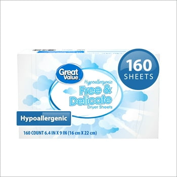 Great Value Free & Delicate Hypoenic Dryer Sheets, 160 count