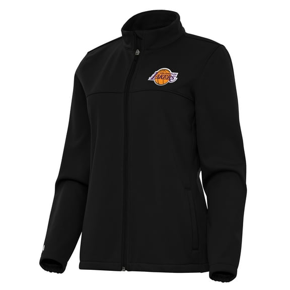 Women's Antigua Black Los Angeles Lakers Links 2 Full-Zip Golf Jacket