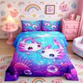 thumbnail image 2 of Meiyoeat Kawaii Pink Axolotl Full Size Comforter Sets 3-Piece, Cartoon Sea Salamander Bedding Comforter Set, Blue Purple, 2 of 6