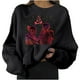 thumbnail image 1 of Mujeres moda casual estampado cuello redondo suelta manga larga blusa corta sudaderas sin capucha Fridja fjkfkj2909, 1 of 8
