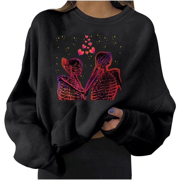 Mujeres moda casual estampado cuello redondo suelta manga larga blusa corta sudaderas sin capucha Fridja fjkfkj2909