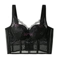 thumbnail image 3 of Gpoecd Racerback Bra Lace V Full Coverage Side Support Shaping Comfort Underwire Bra for Women 01_Black,36CD, 3 of 7