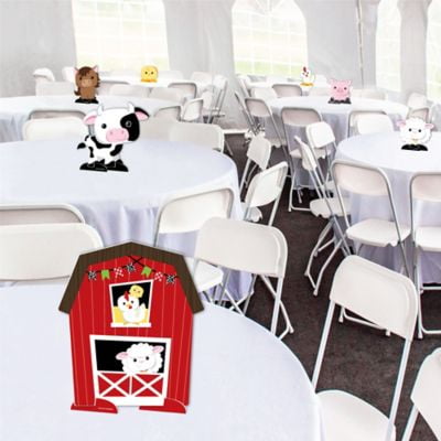 7 Pieces Barnyard Baby Shower or Birthday Party Centerpiece Table Decorations Tabletop Standups Big Dot of Happiness Farm Animals