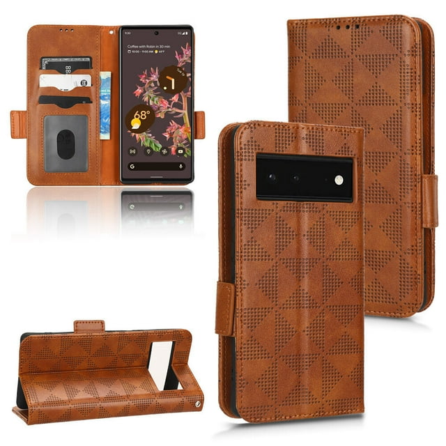 Google Pixel 6 5G Case , Leather Wallet Cover Magnetic Full Body Shockproof Stand Flip Case for Google Pixel 6 5G
