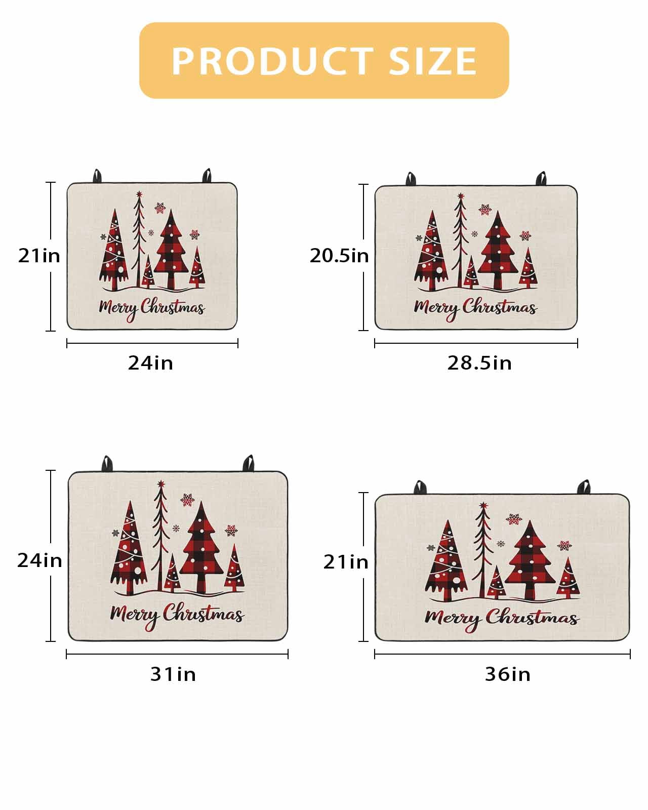 Large Induction Cooktop Protector Mat Christmas Tree Stove Top Covers for Electric Stove, Xmas Red Buffalo Plaid Snowflakes Vintage Decorative Stove Burner Cover Mats, Glass Top Stove Cover