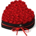 thumbnail image 1 of Rosas preservadas de color rojo rosado, 50 unidades en caja de regalo en forma de corazón, 1 of 6