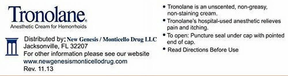 Tronolane Anesthetic Cream for Hemorrhoids 1 oz, 4 Count