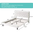 thumbnail image 6 of Queen Upholstered Platform Bed Frame with 48" Tall Adjustable Headboard - Button Tufted Suede Bed - Beige - Oliver & Smith - Princeton, 6 of 6