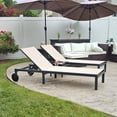 thumbnail image 3 of PURPLE LEAF Outdoor Chaise Lounge Chairs Set Aluminum Adjustable Recliner with Wheels and Table for Poolside Beach Patio Reclining Sunbathing Lounger, Beige, 3 of 13