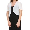thumbnail image 5 of Women Shrug Soft Chiffon Open Front Sheer Short Sleeve Cropped Cardigans for Evening Dress White 3XL, 5 of 6
