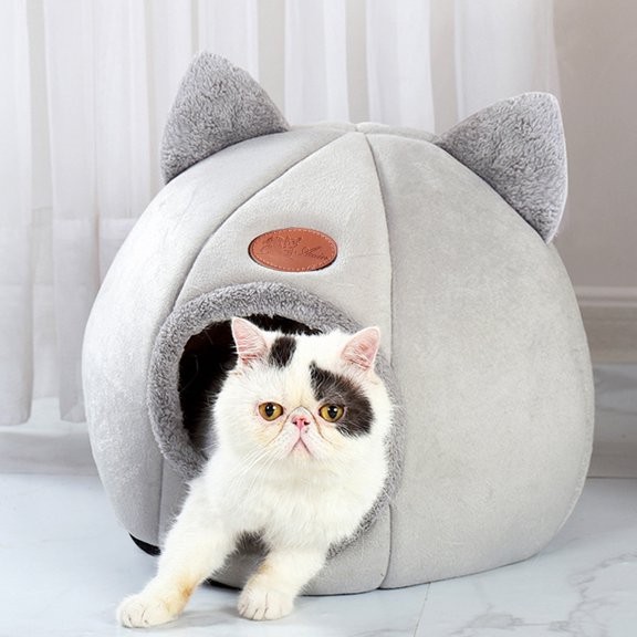 Gecau Cat Beds for Indoor Cats Pussy Bed For Keeping Warm In Winter Pet Home Bed Large Pussy Bed Long-Lasting nd Helps Pussy Sleep Gray 19.6x12.8 Inch Hom