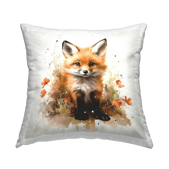 Stupell Industries Kit Fox Among Flowers Decorative Printed Throw Pillow, 18 x 18