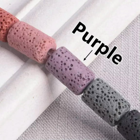 U8MO 1 Strand Cylinder 10x6mm 14x8mm Natural Lava Stone Beads For Jewelry Making-Purple-14x8mm (27pcs)