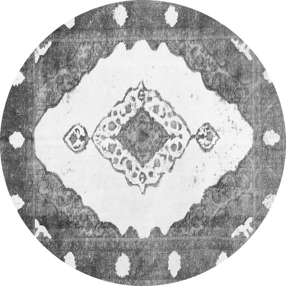 Ahgly Company Indoor Round Abstract Gray Contemporary Area Rugs, 3' Round