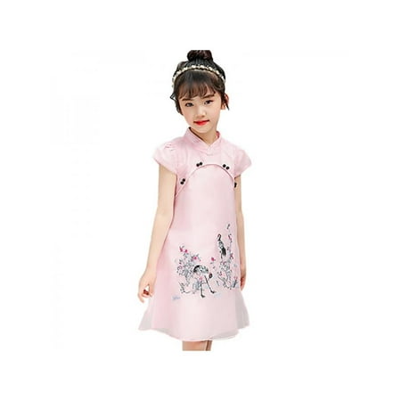 - Nicesee Kids Girls Embroidery Print Dress Vintage Cheongsam Dresses Qipao Chinese Style