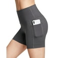 thumbnail image 4 of BALEAF Women's 5" Athletic Shorts High Waisted Brushed Side Pockets for Yoga Workout Volleyball Gray L, 4 of 8