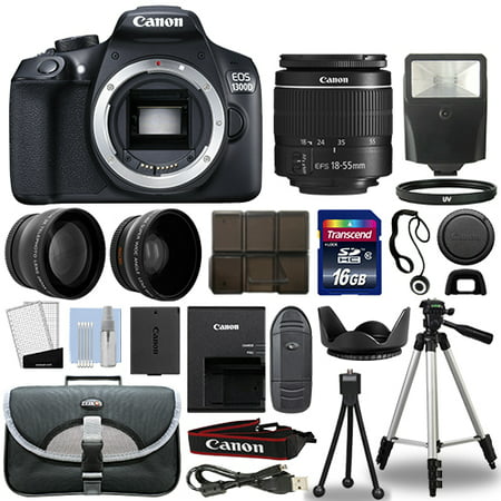 Canon 1300D / Rebel T6 DSLR Camera + 18-55mm 3 Lens Kit + 16GB Top Value (Best Value Nikon Camera)
