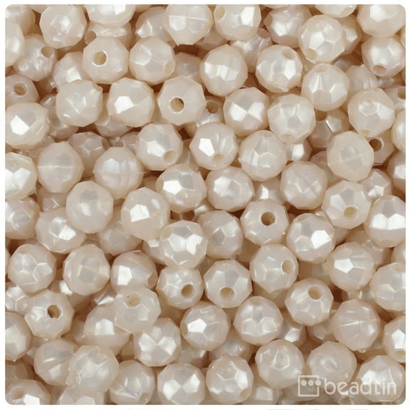 BeadTin Pale Peach Pearl 8mm Faceted Round Craft Beads (450pcs)