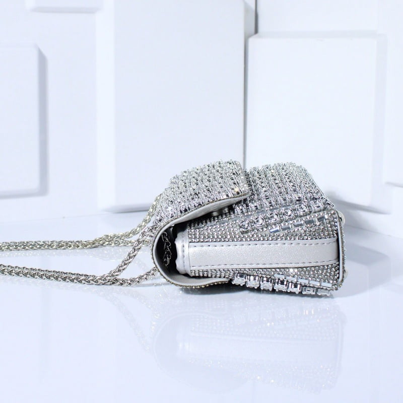 Vintage Women’s Bag Mini Crossbody Shoulder Bag Chain Strap Clutch Purse Rhinestone Evening Bag Crystal Embellishment Messenger Bag Fashion Accessory Casual Totes Multicolor Gold Silver Black Hobos