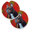 thumbnail image 1 of Carolines Treasures LH9340CARC French Bulldog Flocons de Neige Rouges et Verts Ensemble de Noël de 2 Porte-Gobelets sous-Verre de Voiture, 1 of 1