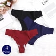 thumbnail image 2 of TrowBridge-Conjunto de bragas de 4 piezas para mujer, tangas de satén de seda sin costuras, ropa interior Sexy, lencería a la moda con borde ondulado a rayas, 2 of 4