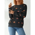 thumbnail image 6 of Michellecmm Halloween Women Pullover Sweatshirts Pumpkin Printed Casual Round Neck Long Sleeve Tops Autumn Streetwear, 6 of 9