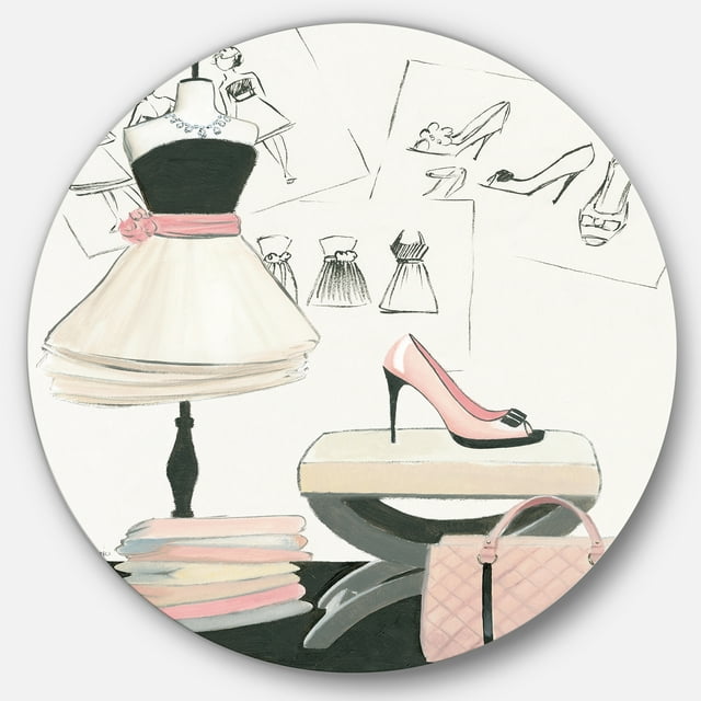 Designart 'Chic Galm Placard V' Glam Métal Cercle Art Mural